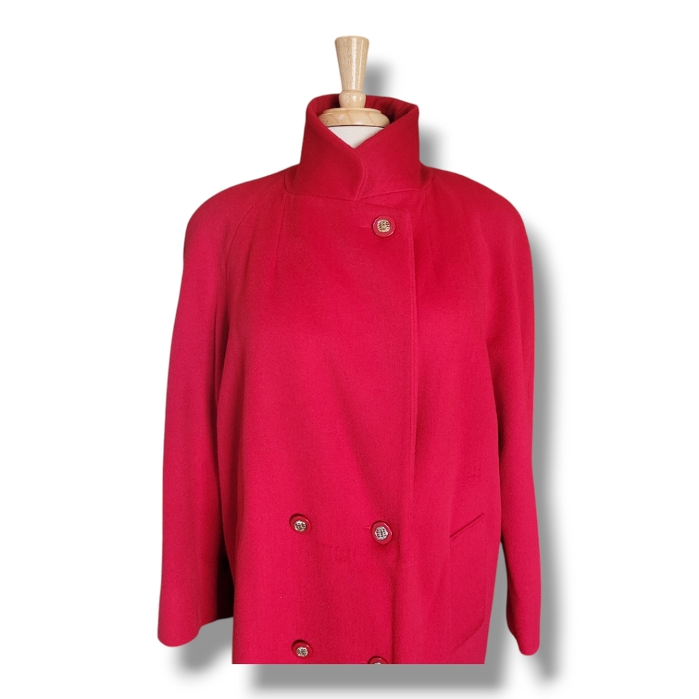 Worthington Red Wool Blend Full Length Double-Breasted Coat. Size 8 - Picture 4 of 11